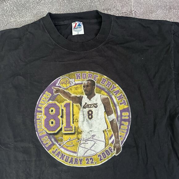 Men's Vintage Majestic Los Angeles Lakers Kobe Bryant 81 Point Game T Shirt 2XL - Picture 2 of 3